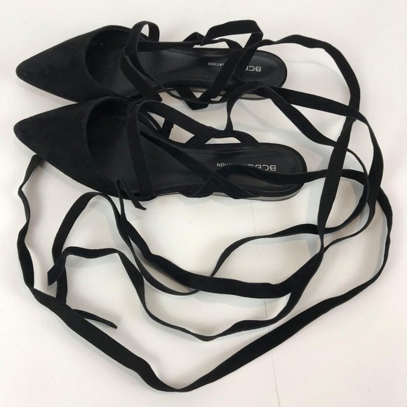 BCBG Suede ankle strap/tie flats Sz 9 womens - Picture 4 of 7